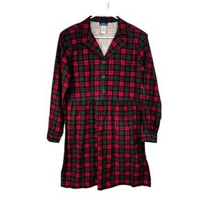 Vintage 80s 90s Size 8 Medium Red Green Tartan Plaid Corduroy Dress